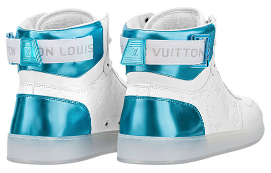 LOUIS VUITTON Rivoli Ankle Sneakers 'White Monogram with Metallic Blue' 1A8V8Q