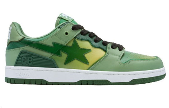 A BATHING APE SK8 Sta Leather Low 'White Green' 1I70-191-021-GREN