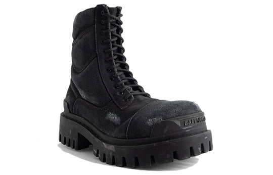 (WMNS) Balenciaga Combat Strike 20mm Boots 'Washed Black Cotton' 694060W2H111000