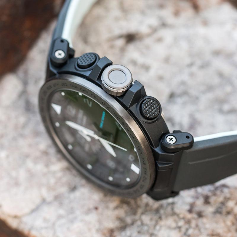 CASIOWaterproof Sports Solar Powered Mens Black Analog/Digital Combo