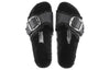 Birkenstock(WMNS) Madrid Big Buckle Shearling Oiled Leather Narrow Fit Sandals 'Black'