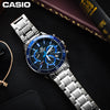 CASIOWaterproof EDIFICE Stainless Steel Strap Mens Blue Analog