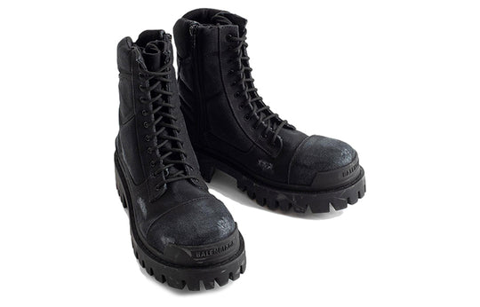 (WMNS) Balenciaga Combat Strike 20mm Boots 'Washed Black Cotton' 694060W2H111000