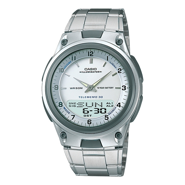 CASIOStainless Steel Strap Waterproof White Analog/Digital Combo
