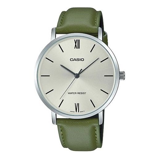 CASIOMen's DRESS Quartz Green Strap Mens Green Analog