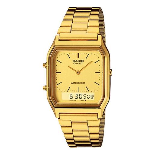 CASIOWaterproof Stainless Steel Strap Mens Gold Analog