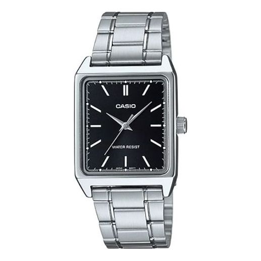 CASIOSquare Stainless Steel Band Stainless Steel Strap Black Analog
