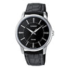 CASIOCasio Fashion Stylish Business Leather Strap Analog Watch 'Black Silver'