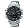 CASIOMen's Dress Series Classic Minimalistic Black 47mm 50 waterproof Stainless Steel Strap Mens Silver Analog