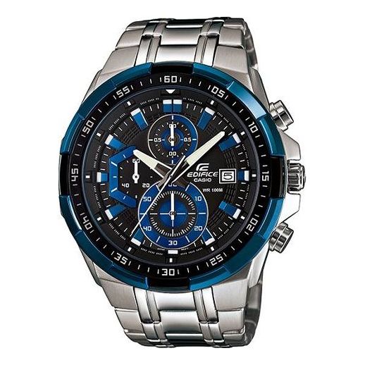CASIOEDIFICE Waterproof Stainless Steel Strap Mens Black/Blue Analog