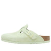 BirkenstockBoston Soft Footbed Suede Leather Narrow Fit Sandals 'Faded Lime'