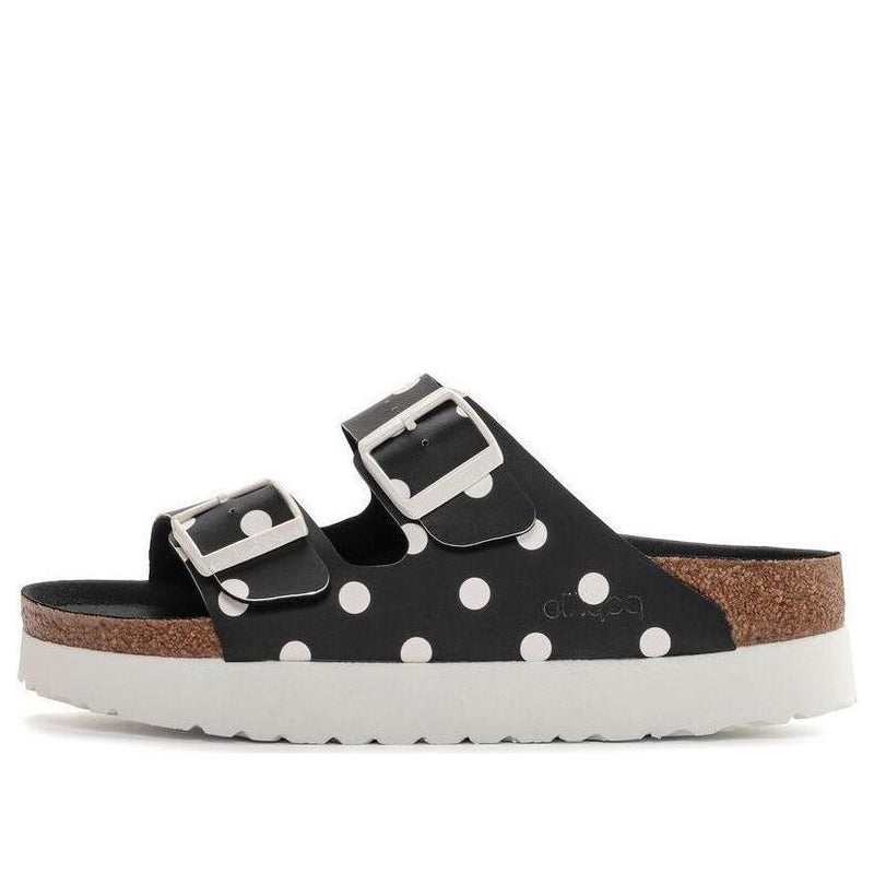 Birkenstock(WMNS) Arizona Platform Birko-Flor Narrow Fit 'Black White Dots'