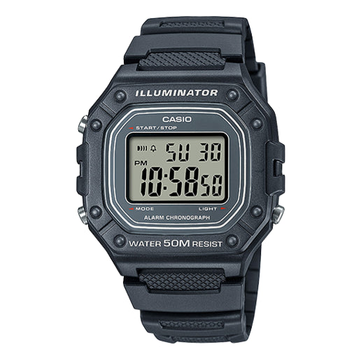 CASIOMen's  Sports f Waterproof 43.2mm Resin Strap Watch Mens Black Digital