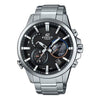 CASIOQuartz Waterproof EDIFICE Sports Solar Powered Stainless Steel Strap Mens SilverBlack Analog