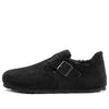 BirkenstockLondon Shearling Suede Leather Narrow Fit Sandals 'Black'