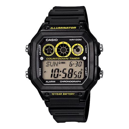CASIOWaterproof Sports Mens Black Digital