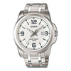CASIOSTANDARD Steel Band Men's White Stainless Steel Strap White Dial Mens White Analog