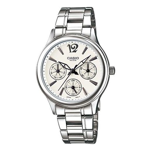 CASIOWaterproof Stainless Steel Strap White Analog