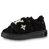 (WMNS) LOUIS VUITTON LV Time Out Furry Sneakers 'Black with Brown and White Logo' 1AADTK