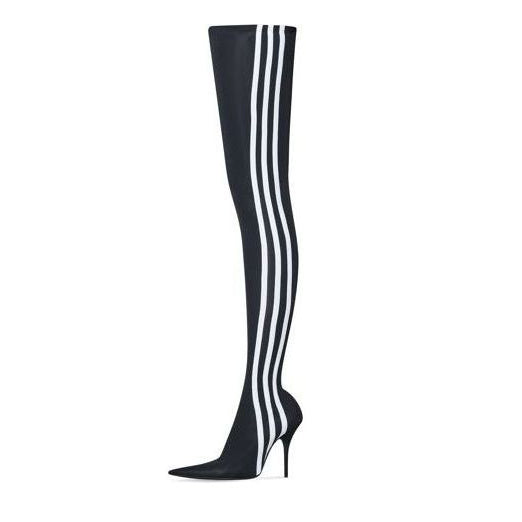 (WMNS) Balenciaga x adidas Knife Over The Knee Boots 'Black White' 724074W2ES11090