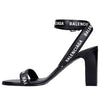 (WMNS) Balenciaga All Over Logo Sandal Heels 'Black' 630041WBAE11090
