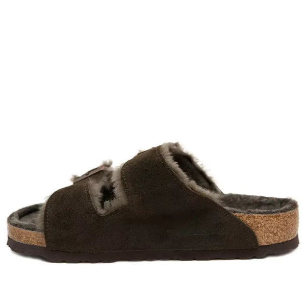 BirkenstockArizona Shearling Suede Leather Narrow Fit Sandals 'Mocha'