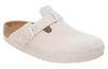 BirkenstockBoston Soft Footbed Suede Leather Narrow Fit Sandals 'Antique White'