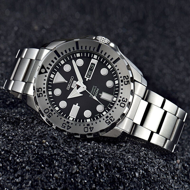 SEIKOAutomatic Mechanical Water Ghost Waterproof Sports For Men Black Plate Steel Belt Black