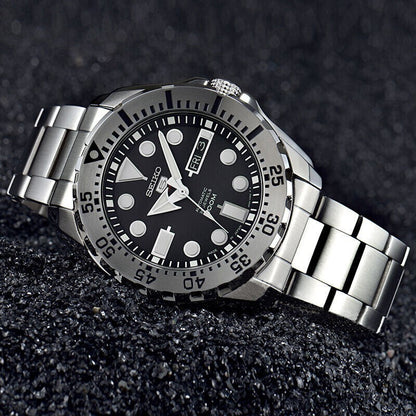 SEIKOAutomatic Mechanical Water Ghost Waterproof Sports For Men Black Plate Steel Belt Black