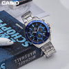 CASIOWaterproof EDIFICE Stainless Steel Strap Mens Blue Analog