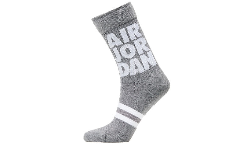 Air JordanLegacy Crew Jmc Alphabet Athleisure Casual Sports Mid Calf Socks 2 Pairs Black / Gray