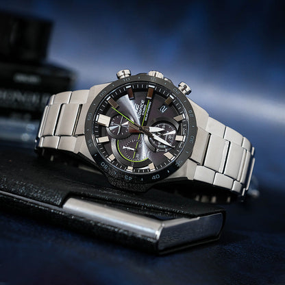CASIOCasio Edifice Classic Solar Powered Analog Watch 'Black Steel Silver'