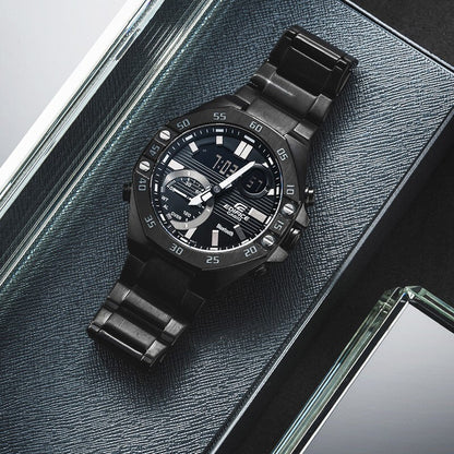 CASIOWaterproof Sports EDIFICE Sapphire Crystal Solar Powered Mens Black Analog/Digital Combo