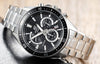 CASIOEDIFICE Waterproof Sports Stainless Steel Strap Mens Black Analog