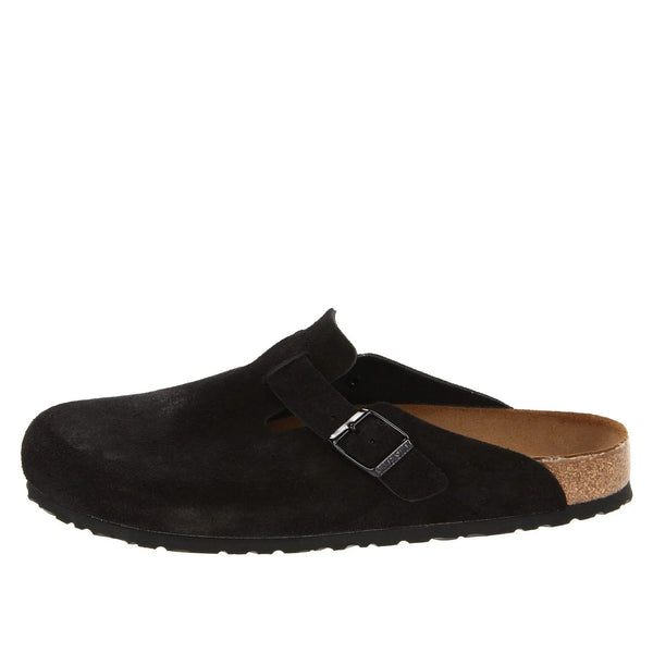 BirkenstockBoston Soft Footbed Suede Leather Narrow Fit Sandals 'Black'