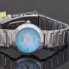 CASIOWaterproof Quartz Simulate Gradient Green Dial 25mm Stainless Steel Strap Watch Silver Analog
