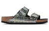 BirkenstockArizona Rivet Logo Festive Weave Green Narrow Fit Sandals 'Textile Microfibre Vegan'