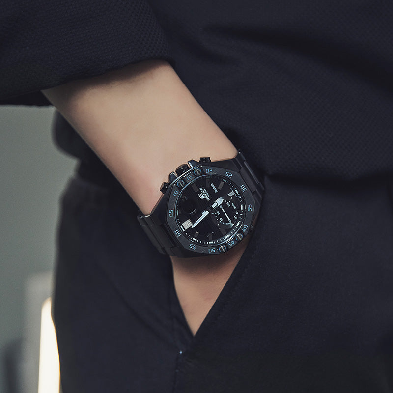 CASIOBluetooth Waterproof EDIFICE Sports Sapphire Crystal Solar Powered Mens Black Analog/Digital Combo