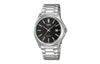 CASIOWaterproof Quartz Stainless Steel Strap Silver Black Dial Black Analog
