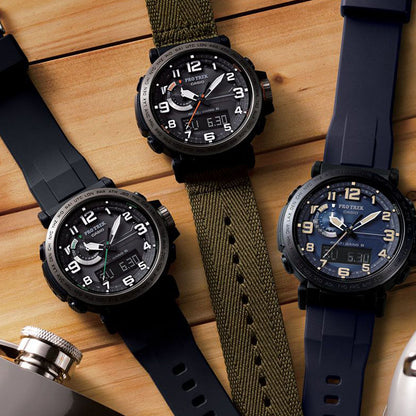CASIOMen's  PRO Trek Strap Stainless Steel quartz Watch Black Mens