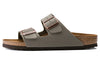 BirkenstockArizona Birko-Flor Birkibuc Narrow Fit 'Stone'