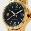 CASIODRESSSeries Men's Quartzes MTP-V004G-1B Golden/ Stainless Steel Strap Mens Black Analog