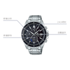 CASIOEDIFICE Quartz Waterproof Solar Powered Stainless Steel Strap Mens Black Analog