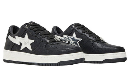 (WMNS) A BATHING APE Sta Leather Low 'Black White' 1I70-291-016-BLCKWHITE