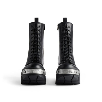 Balenciaga Bulldozer Lace Up Boots 'Black Matte Smooth Calfskin' 672502WBCQ11081