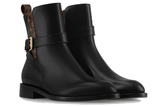 (WMNS) LOUIS VUITTON Westside Ankle Boots 'Black with Brown Monogram' 1ABUAU