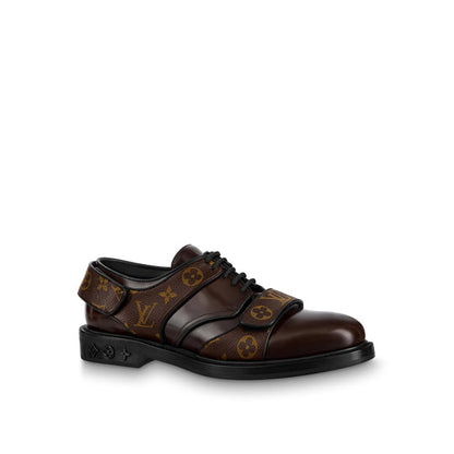 LOUIS VUITTON Harness Derby Shoes 'Brown with Monogram Straps' 1A8JKG