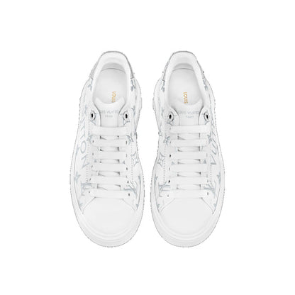 (WMNS) LOUIS VUITTON Time Out Sneakers 'White with Silver Monogram' 1AAVV6