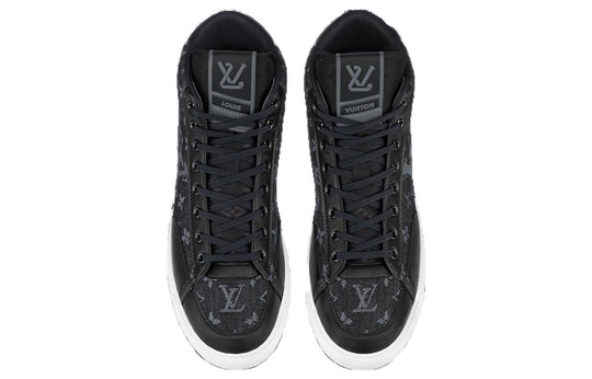 LOUIS VUITTON Charlie Ankle Sneakers 'Black Denim Monogram' 1AARCC
