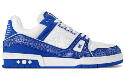 LOUIS VUITTON LV Trainer Sneakers 'White Monogram with Blue and Rhinestones' 1AC5AE